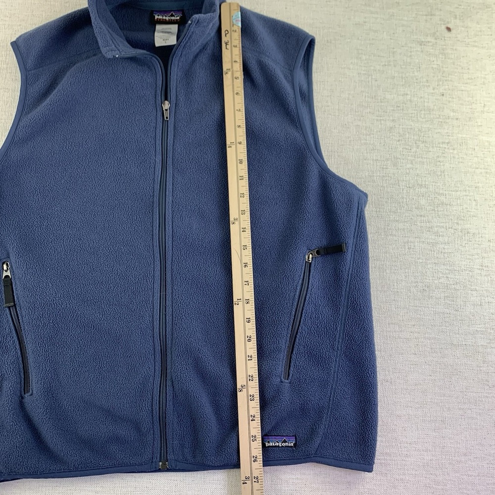 Patagonia Vest Mens Large Synchilla Fleece Full Zip Pockets Outdoor Blue - Picture 4 of 9
